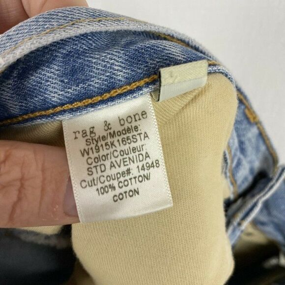 Rag & Bone Shorts 26 Womens Studded Avenida Boyfriend Blue Denim Distressed - Picture 7 of 10